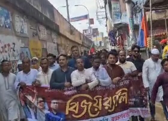 ব্রাহ্মণবাড়িয়ায় বিএনপি নেতা সালাউদ্দিনের নেতৃত্বে বিজয় র‍্যালি ও মিছিল