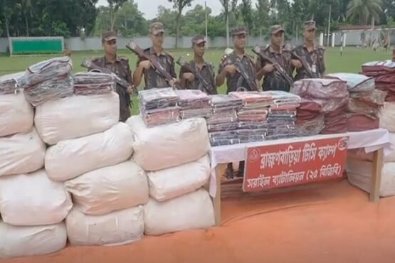 ব্রাহ্মণবাড়িয়ায় বিজিবি'র অভিযানে ২ কোটি টাকার ভারতীয় চোরাচালান মালামাল জব্দ