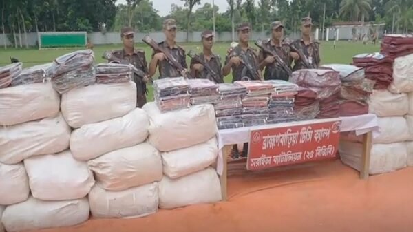 ব্রাহ্মণবাড়িয়ায় বিজিবি'র অভিযানে ২ কোটি টাকার ভারতীয় চোরাচালান মালামাল জব্দ