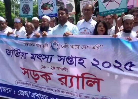 ব্রাহ্মণবাড়িয়ায় জাতীয় মৎস্য সপ্তাহ উপলক্ষে তিতাস নদীতে দেশীয় মাছের পোনা অবমুক্ত