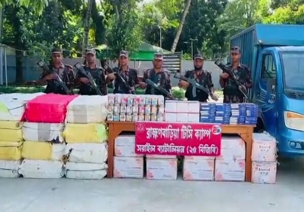 ব্রাহ্মণবাড়িয়ায় বিজিবির অভিযানে বিপুলপরিমাণ চোরাচালানী মালামাল জব্দ