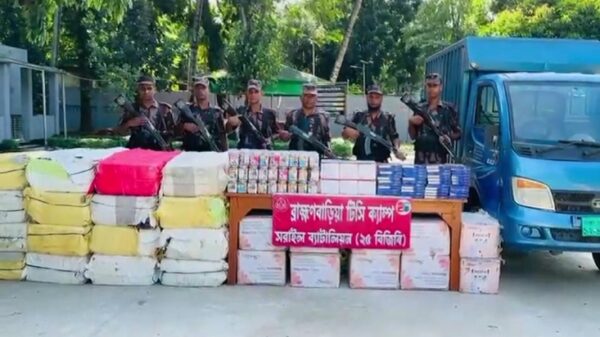 ব্রাহ্মণবাড়িয়ায় বিজিবির অভিযানে বিপুলপরিমাণ চোরাচালানী মালামাল জব্দ