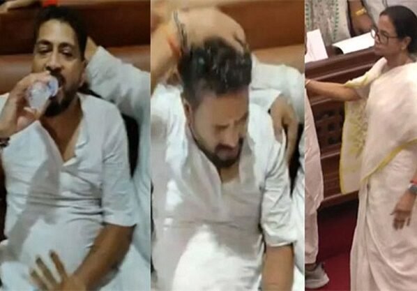 টেনে-হিচড়ে বিধানসভা থেকে বের করা হলো বিজেপি নেতাকে