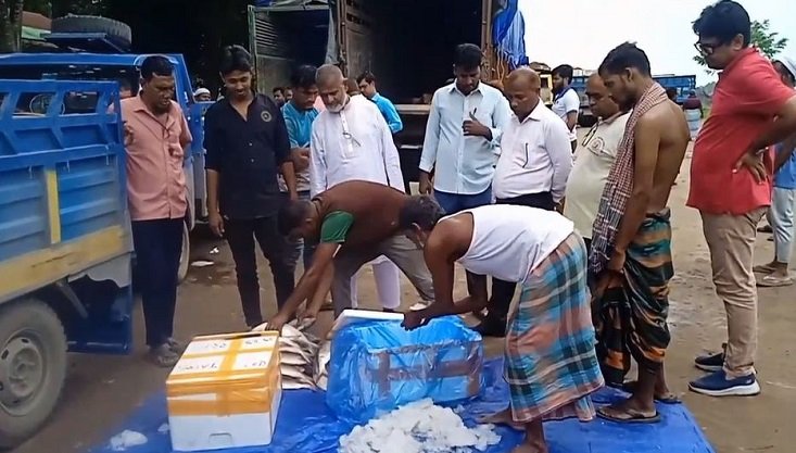 ব্রাহ্মণবাড়িয়ার আখাউড়া দিয়ে ভারতে গেল ১২’শ কেজি ইলিশ