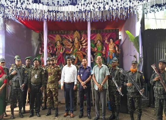 মির্জাপুরে ২৫৭টি মন্ডপে ষষ্ঠীপূজার মধ্যদিয়ে দুর্গাপূজাশুরু- ইউএন‘র পরিদর্শন