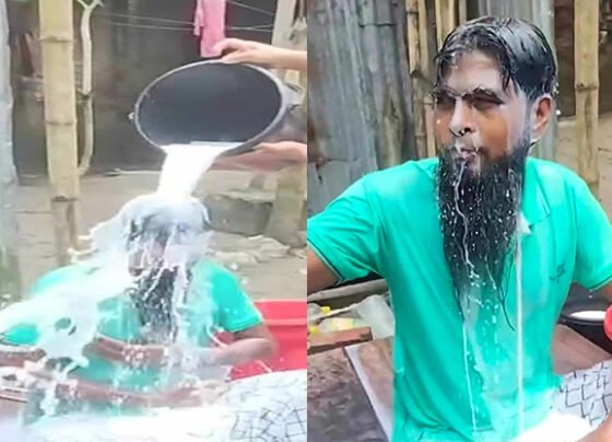 স্ত্রী'কে তালাক দিয়ে ৪০ কেজি দুধ দিয়ে গোসল করলেন পলাশবাড়ীর লিটন