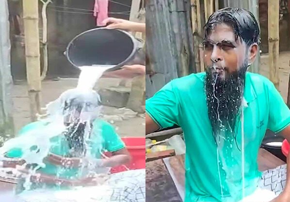 স্ত্রী'কে তালাক দিয়ে ৪০ কেজি দুধ দিয়ে গোসল করলেন পলাশবাড়ীর লিটন