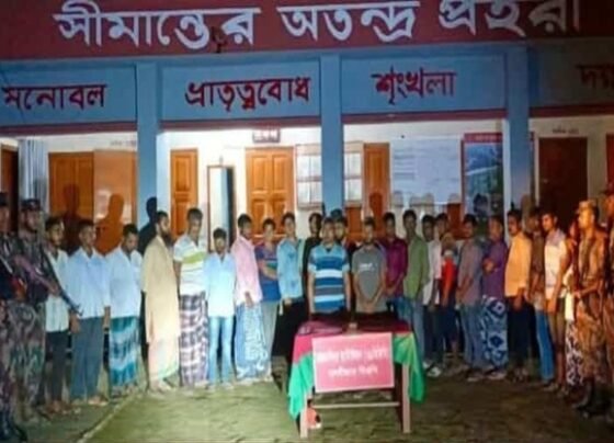 শেরপুর সীমান্ত দিয়ে অবৈধভাবে ভারতে প্রবেশকালে পাচারকারী চক্রের সদস্যসহ আটক ২৪