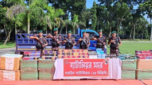 ব্রাহ্মণবাড়িয়ায় বিজিবির অভিযানে সাড়ে ৬ কোটি টাকার চোরাচালান পণ্য আটক