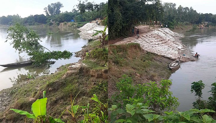 পলাশবাড়ীতে চাঁদাবাজের দৌরাত্বে অতিষ্ঠ ঠিকাদার, নদী ভাঙন রোধ প্রকল্পের কাজ বন্ধ
