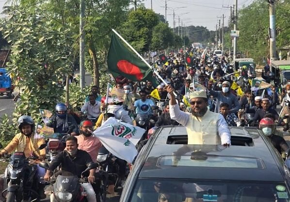 ঠাকুরগাঁও-১ আসনে জামায়েত প্রার্থী দেলোয়ার হোসেনের মোটরসাইকেল শোডাউন