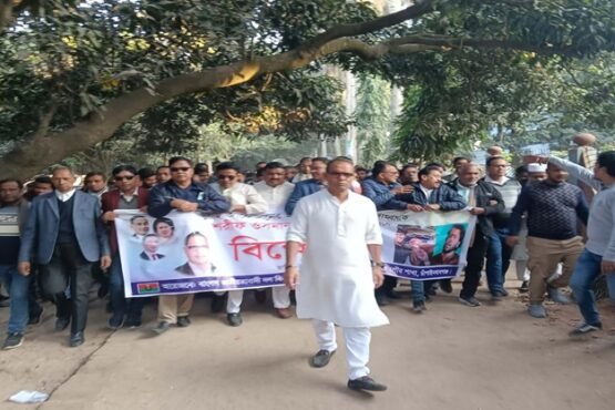 হাদীর উপর হামলার ঘটনায় গোমস্তাপুর বিএনপির বিক্ষোভ মিছিল