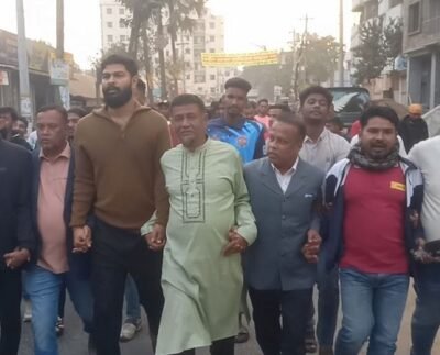 কবির আহমেদ ভূইয়ার পক্ষে বাদশা জুয়েলের নেতৃত্বে কসবায় তারেক রহমানের স্বদেশ প্রত্যাবর্তন উপলক্ষে আনন্দ মিছিল