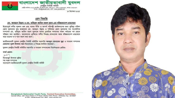 যুবদল থেকে বহিষ্কারাদেশ প্রত্যাহার, স্বপদে ফিরলেন তরুন নেতা সুমন মন্ডল