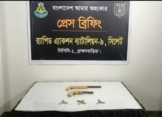 ব্রাহ্মণবাড়িয়ায় অস্ত্র ও কার্তুজসহ ককটেল উদ্ধার