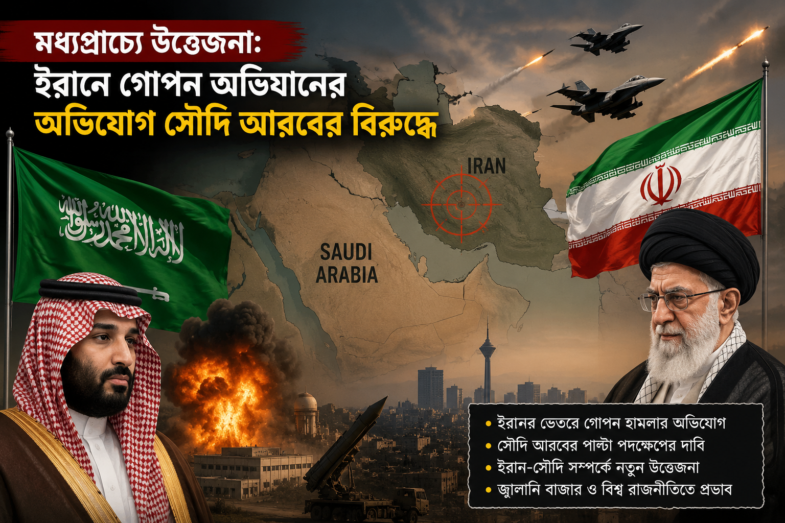 মধ্যপ্রাচ্যে উত্তেজনা: ইরানে গোপন অভিযানের অভিযোগ সৌদি আরবের বিরুদ্ধে