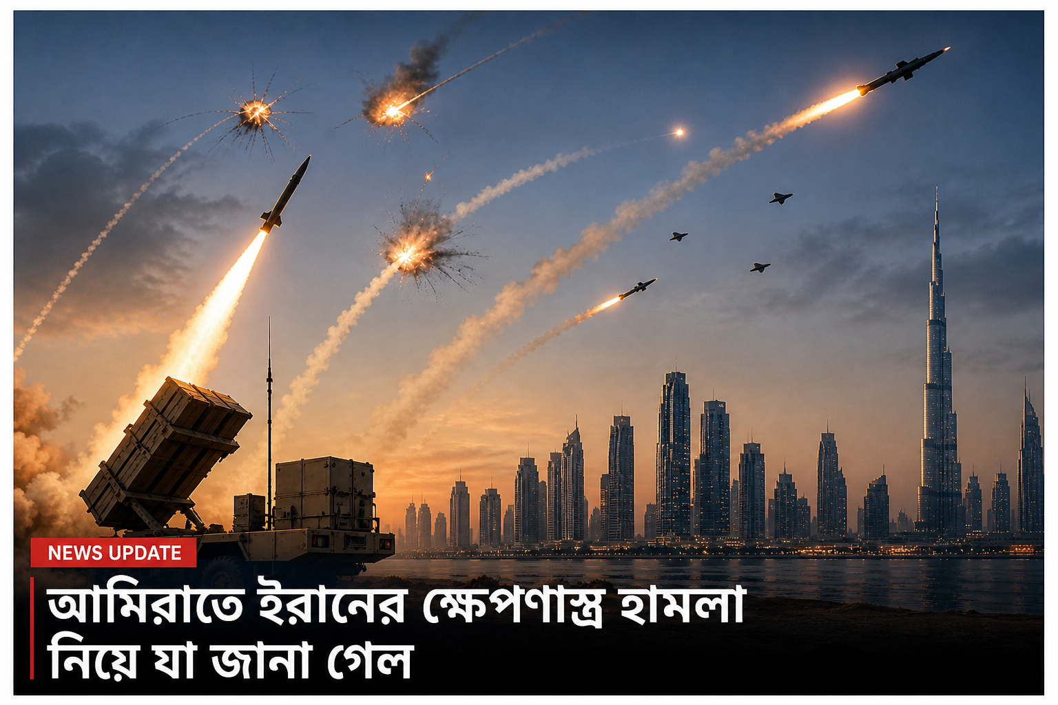 আমিরাতে ক্ষেপণাস্ত্র ও ড্রোন হামলা ঘিরে উত্তেজনা, পাল্টা জবাবের ইঙ্গিত