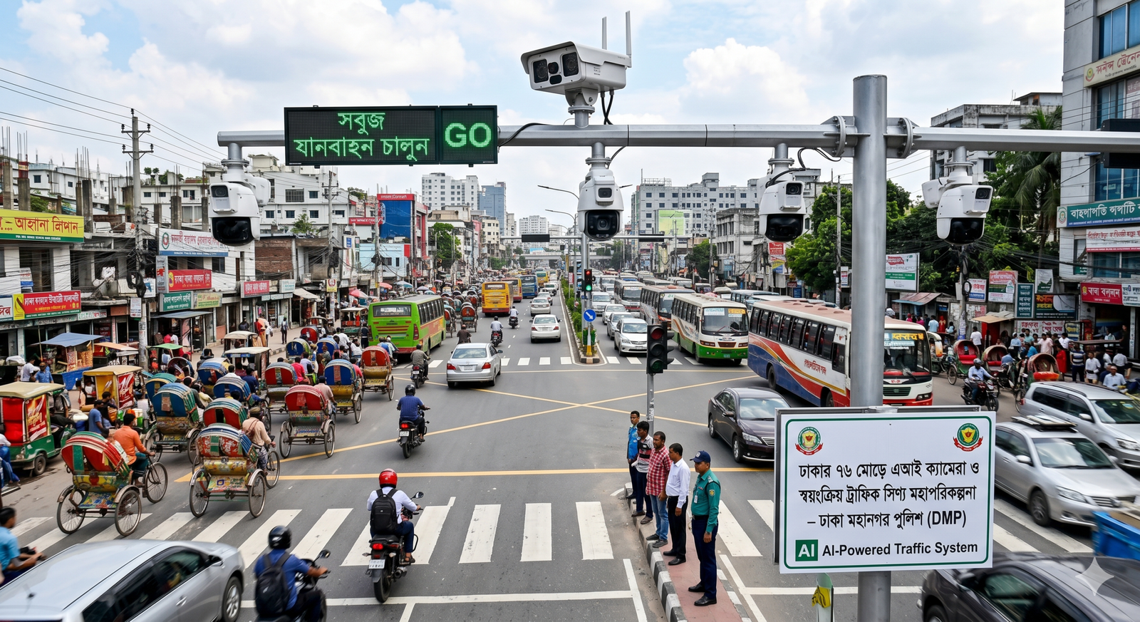 ঢাকার ৭৬ মোড়ে বসছে এআই ক্যামেরা, স্বয়ংক্রিয় ট্রাফিক সিগন্যালের মহাপরিকল্পনা